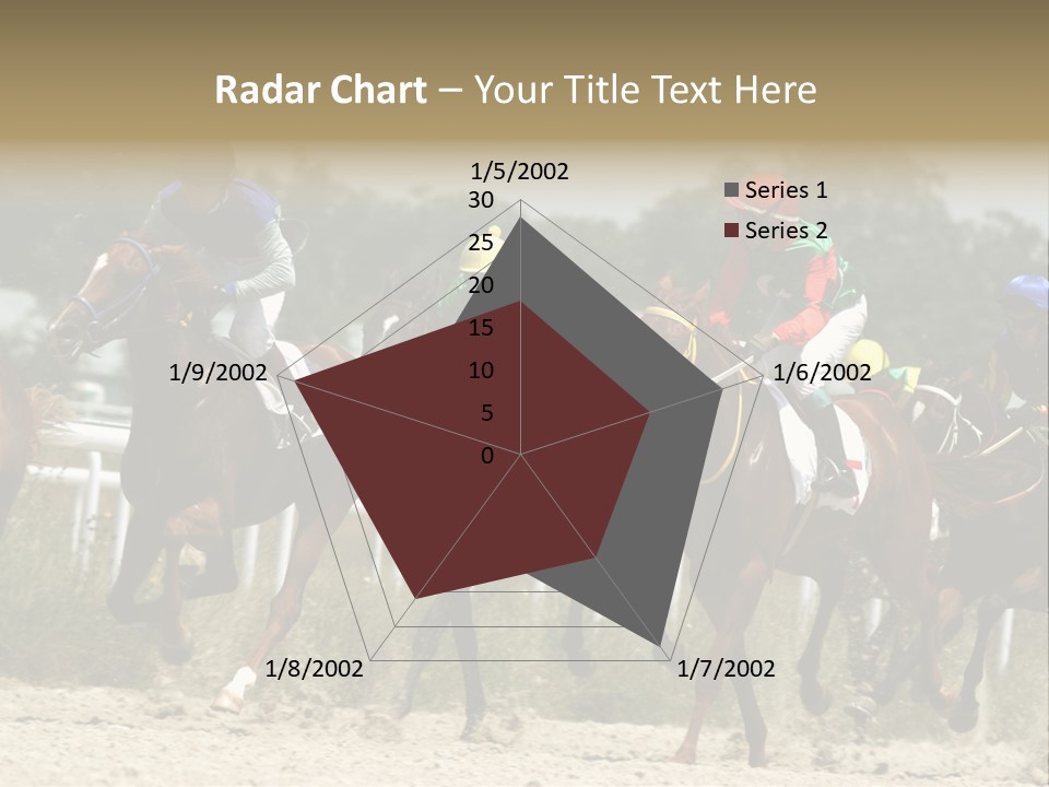A Group Of Jockeys Racing Horses Around A Track PowerPoint Template