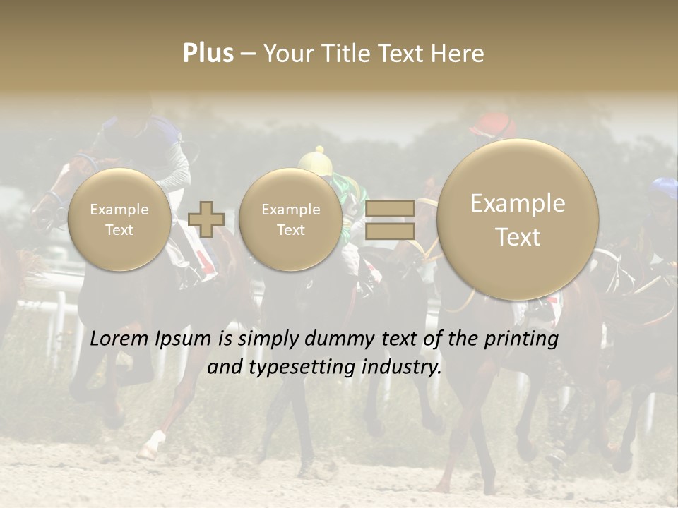 A Group Of Jockeys Racing Horses Around A Track PowerPoint Template