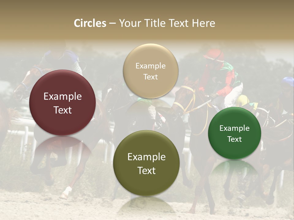 A Group Of Jockeys Racing Horses Around A Track PowerPoint Template