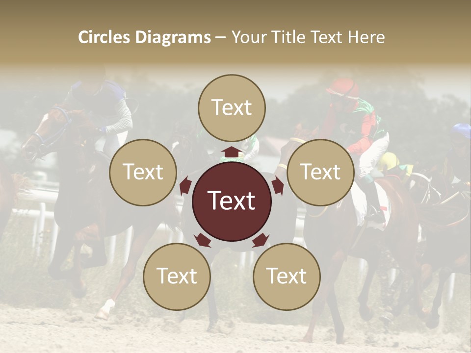 A Group Of Jockeys Racing Horses Around A Track PowerPoint Template