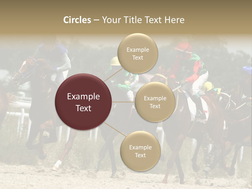 A Group Of Jockeys Racing Horses Around A Track PowerPoint Template