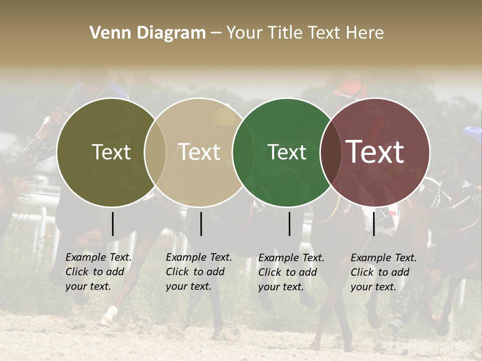A Group Of Jockeys Racing Horses Around A Track PowerPoint Template