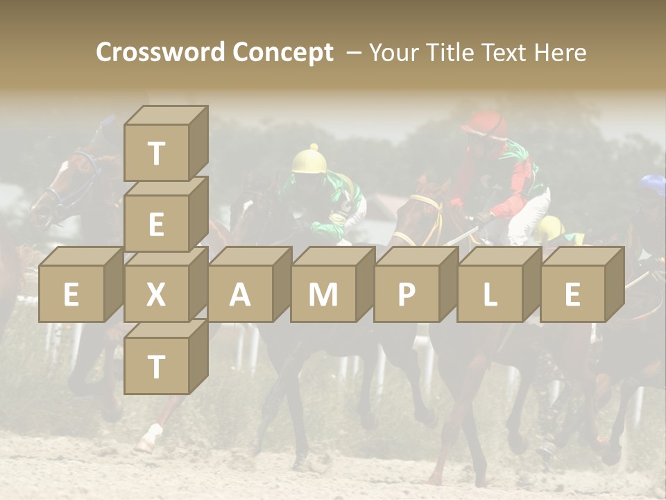 A Group Of Jockeys Racing Horses Around A Track PowerPoint Template