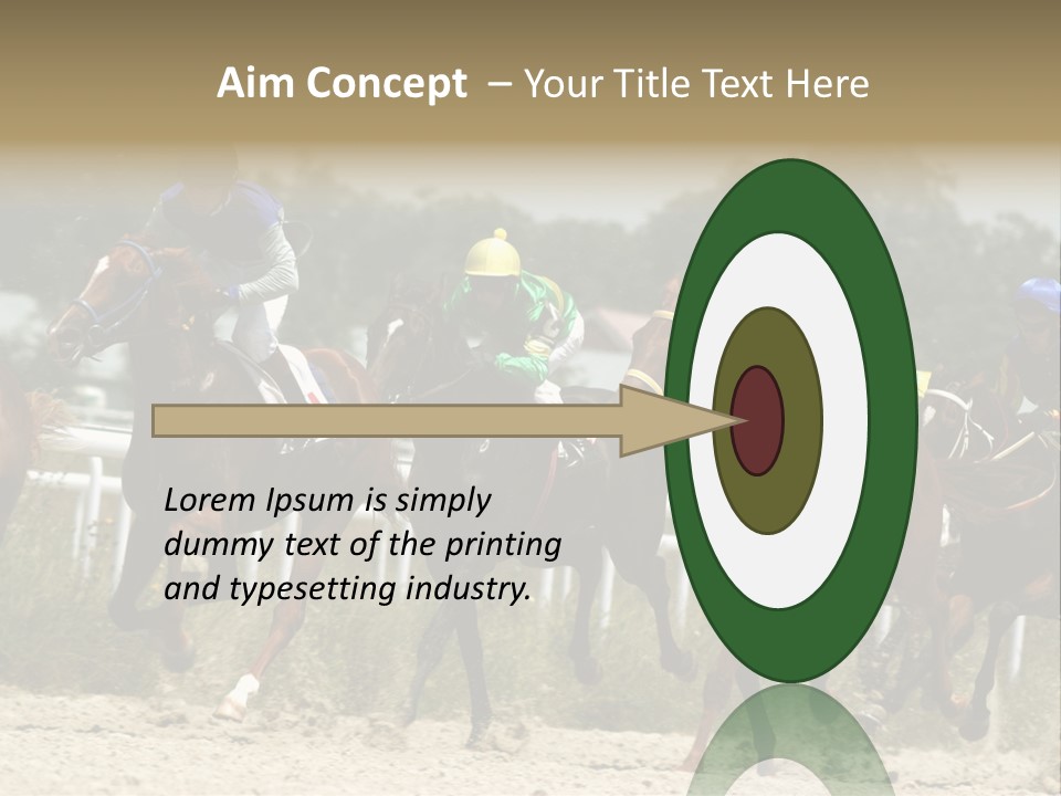 A Group Of Jockeys Racing Horses Around A Track PowerPoint Template