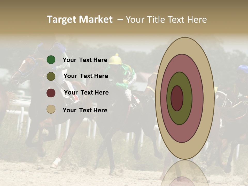 A Group Of Jockeys Racing Horses Around A Track PowerPoint Template