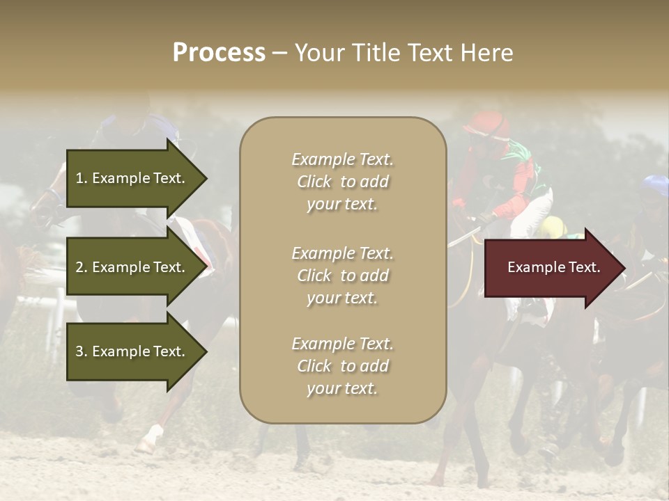 A Group Of Jockeys Racing Horses Around A Track PowerPoint Template