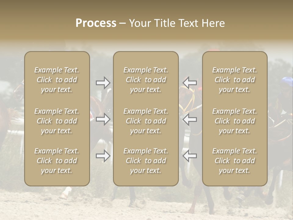 A Group Of Jockeys Racing Horses Around A Track PowerPoint Template