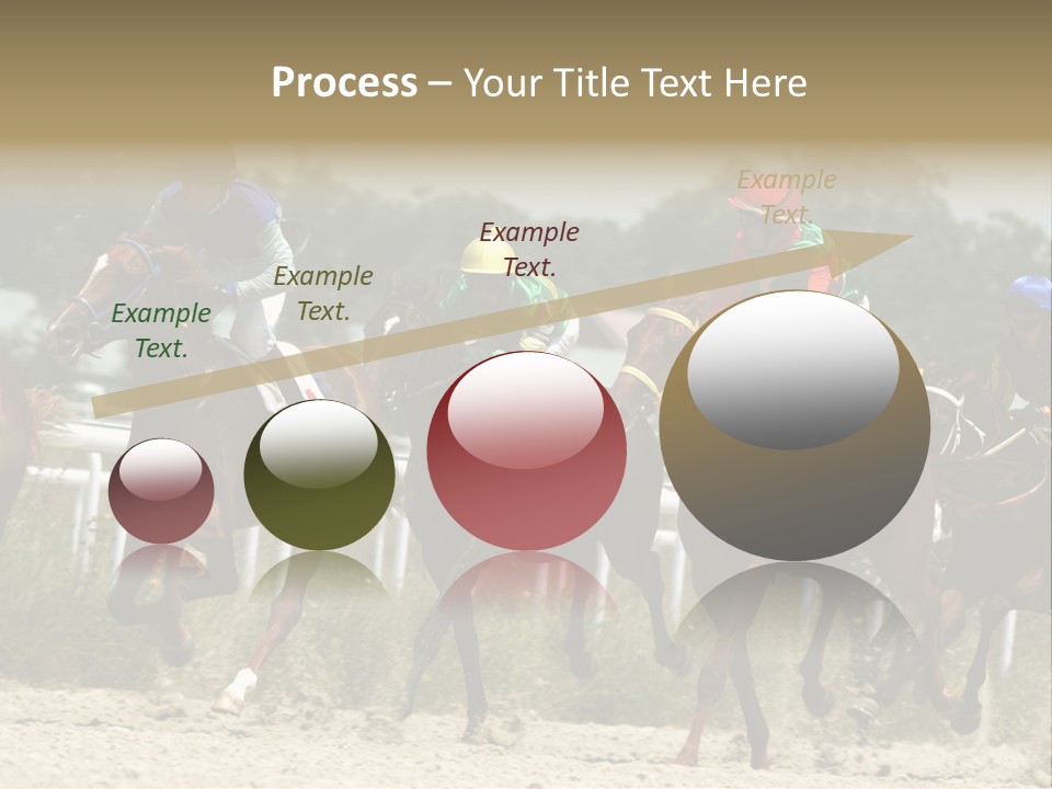 A Group Of Jockeys Racing Horses Around A Track PowerPoint Template