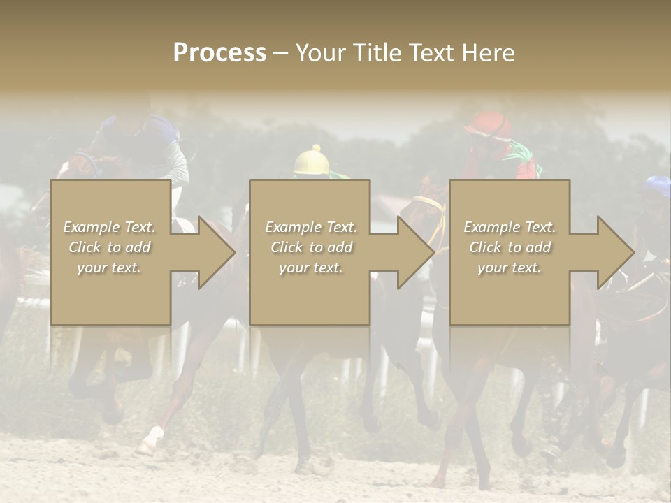 A Group Of Jockeys Racing Horses Around A Track PowerPoint Template