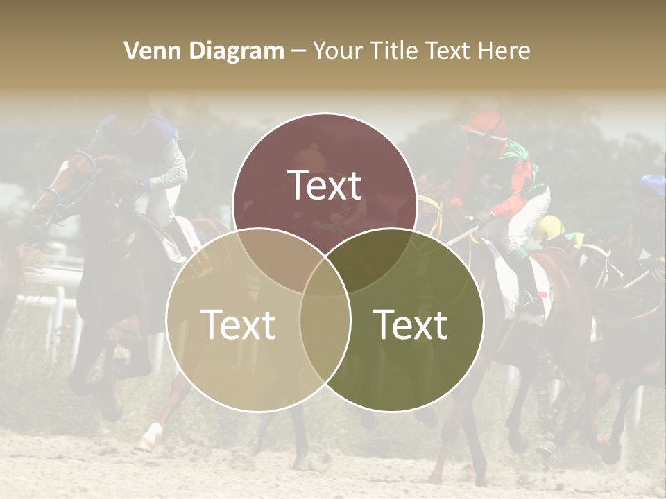 A Group Of Jockeys Racing Horses Around A Track PowerPoint Template