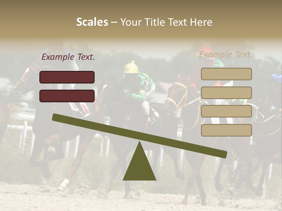 A Group Of Jockeys Racing Horses Around A Track PowerPoint Template