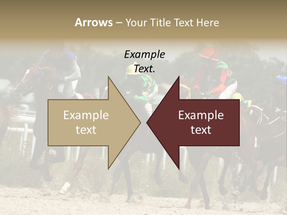 A Group Of Jockeys Racing Horses Around A Track PowerPoint Template
