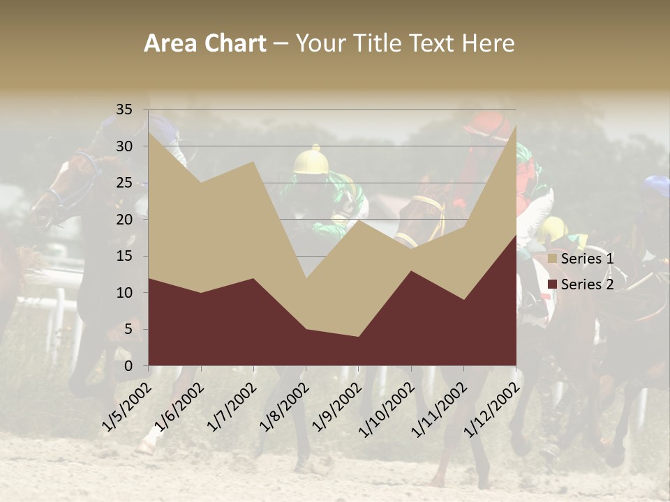 A Group Of Jockeys Racing Horses Around A Track PowerPoint Template