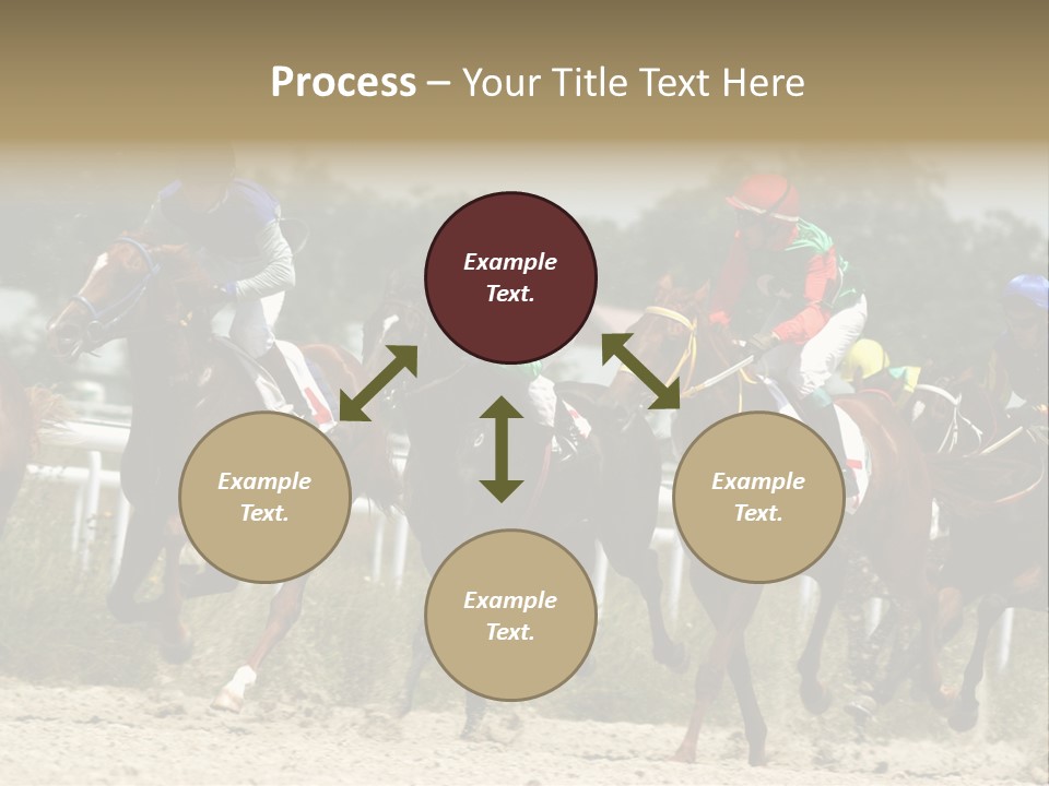 A Group Of Jockeys Racing Horses Around A Track PowerPoint Template