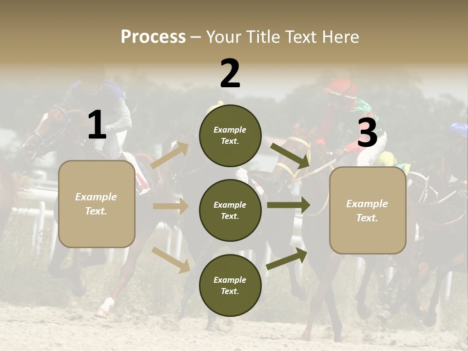 A Group Of Jockeys Racing Horses Around A Track PowerPoint Template
