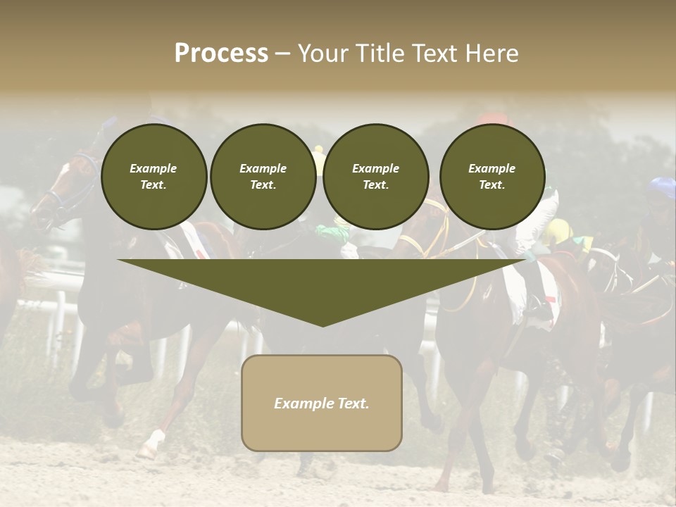A Group Of Jockeys Racing Horses Around A Track PowerPoint Template