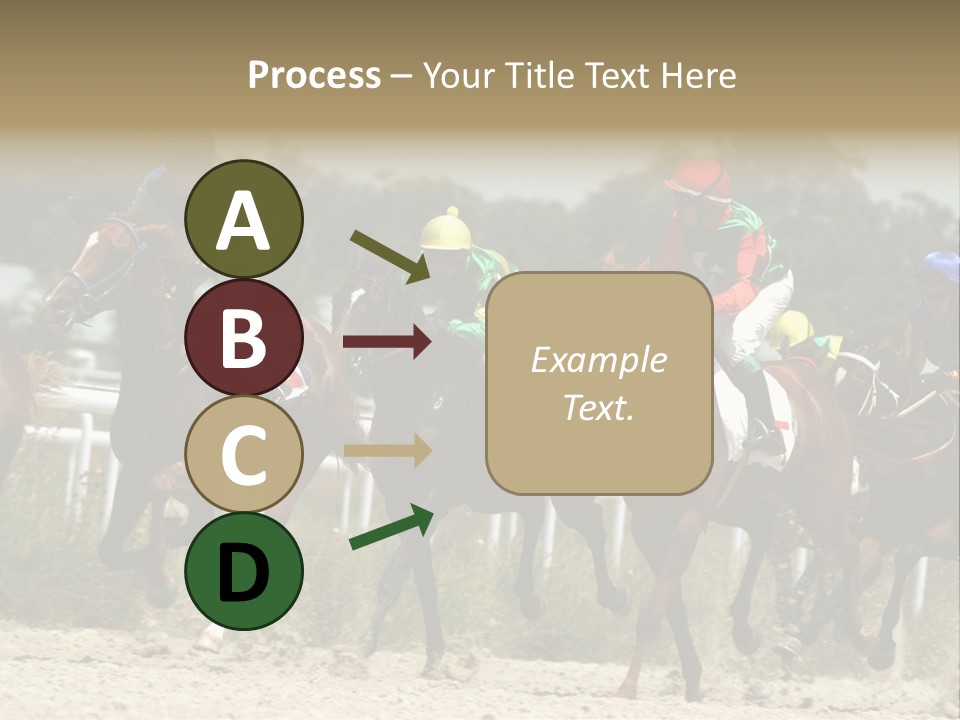 A Group Of Jockeys Racing Horses Around A Track PowerPoint Template