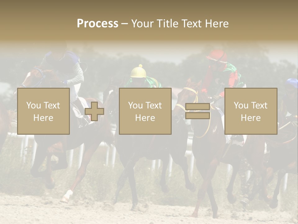 A Group Of Jockeys Racing Horses Around A Track PowerPoint Template