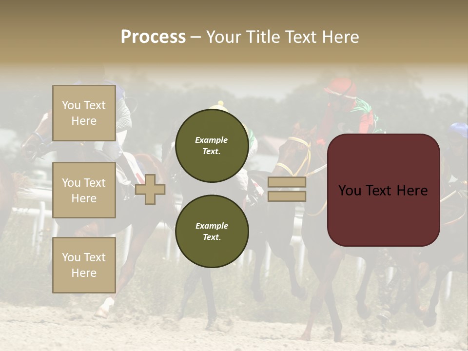 A Group Of Jockeys Racing Horses Around A Track PowerPoint Template