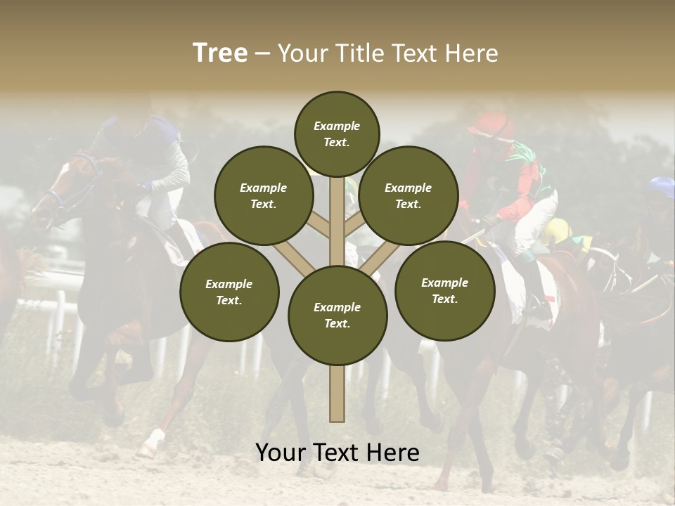 A Group Of Jockeys Racing Horses Around A Track PowerPoint Template