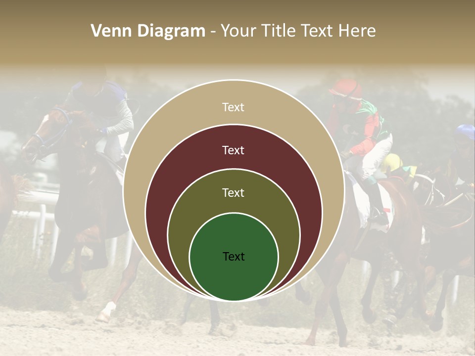 A Group Of Jockeys Racing Horses Around A Track PowerPoint Template