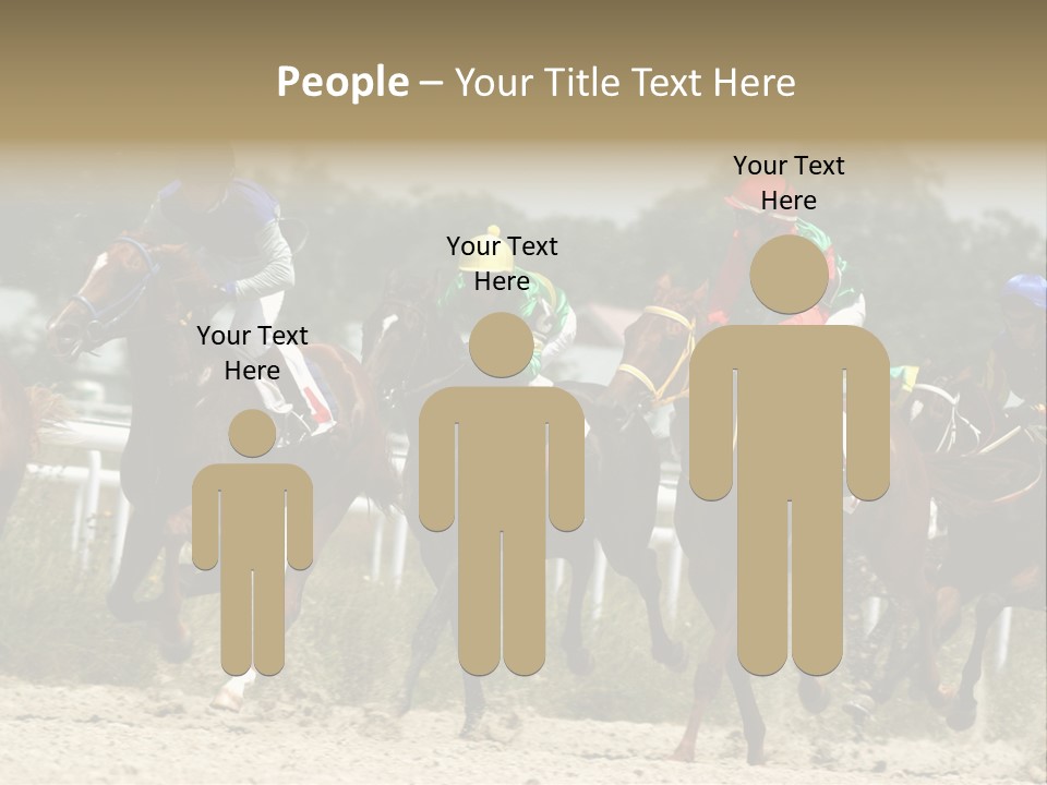 A Group Of Jockeys Racing Horses Around A Track PowerPoint Template