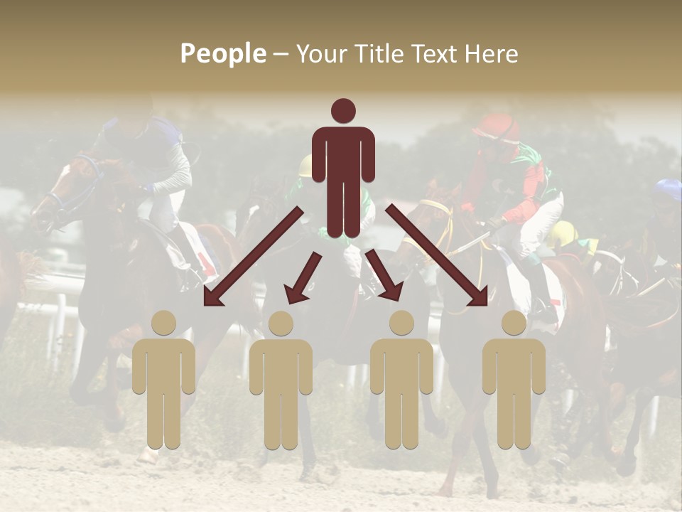 A Group Of Jockeys Racing Horses Around A Track PowerPoint Template