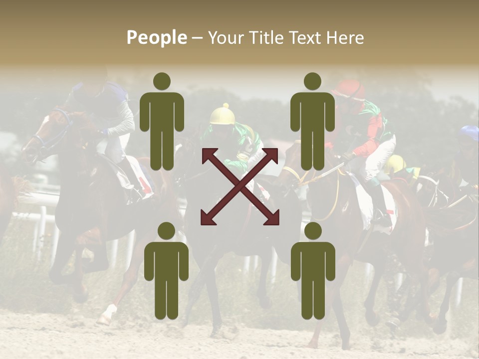 A Group Of Jockeys Racing Horses Around A Track PowerPoint Template