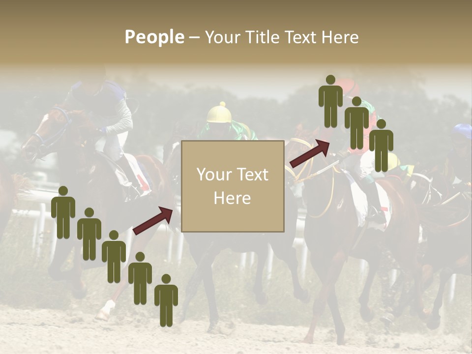 A Group Of Jockeys Racing Horses Around A Track PowerPoint Template