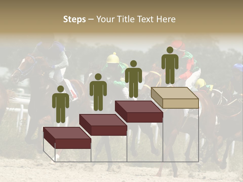 A Group Of Jockeys Racing Horses Around A Track PowerPoint Template
