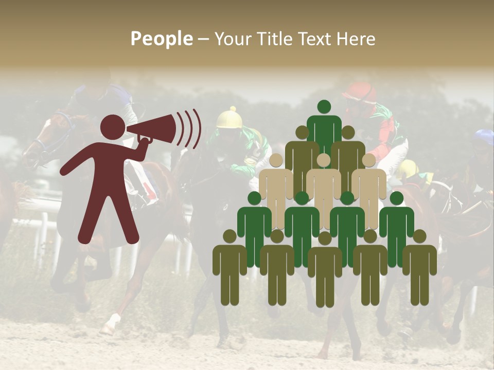 A Group Of Jockeys Racing Horses Around A Track PowerPoint Template
