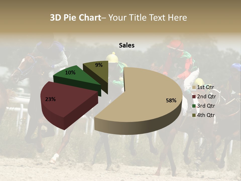 A Group Of Jockeys Racing Horses Around A Track PowerPoint Template