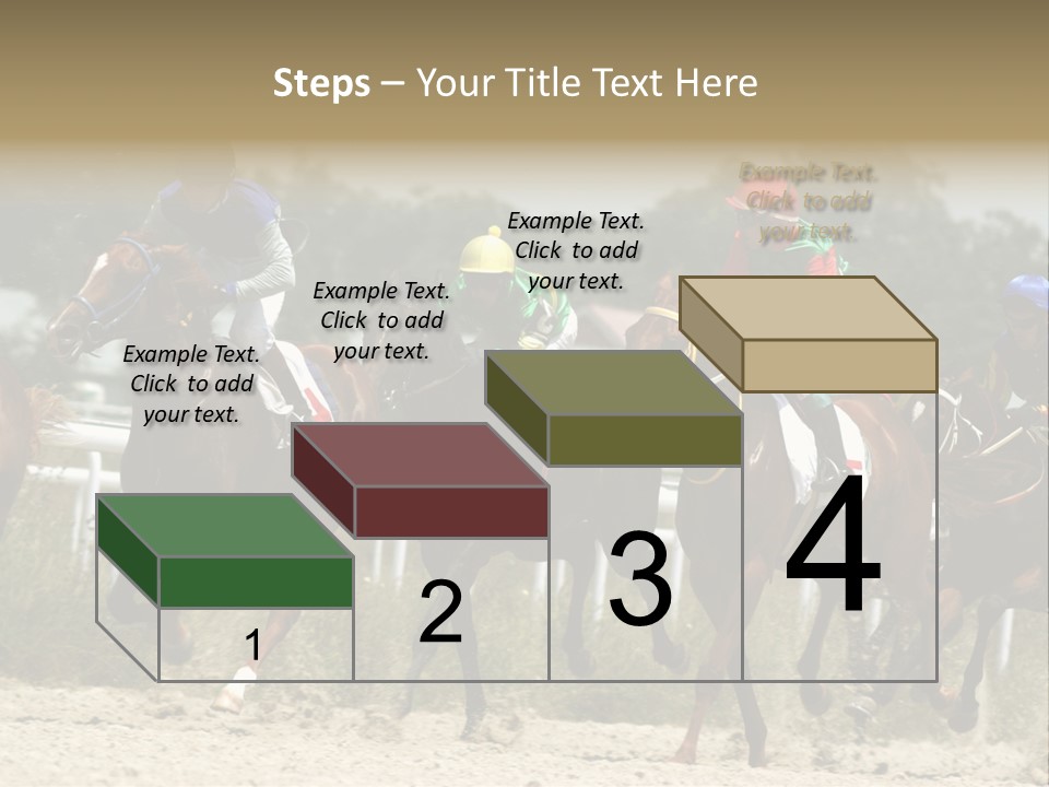 A Group Of Jockeys Racing Horses Around A Track PowerPoint Template