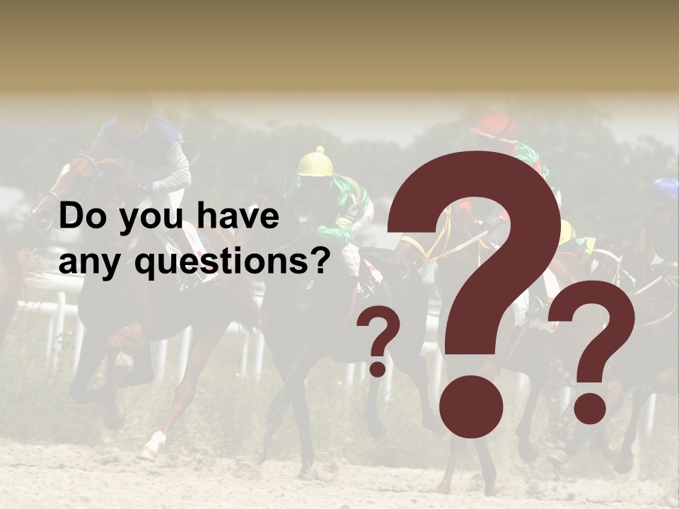 A Group Of Jockeys Racing Horses Around A Track PowerPoint Template