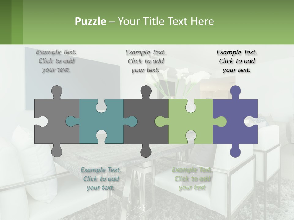 A Dining Room Table With Chairs And A Vase Of Flowers PowerPoint Template