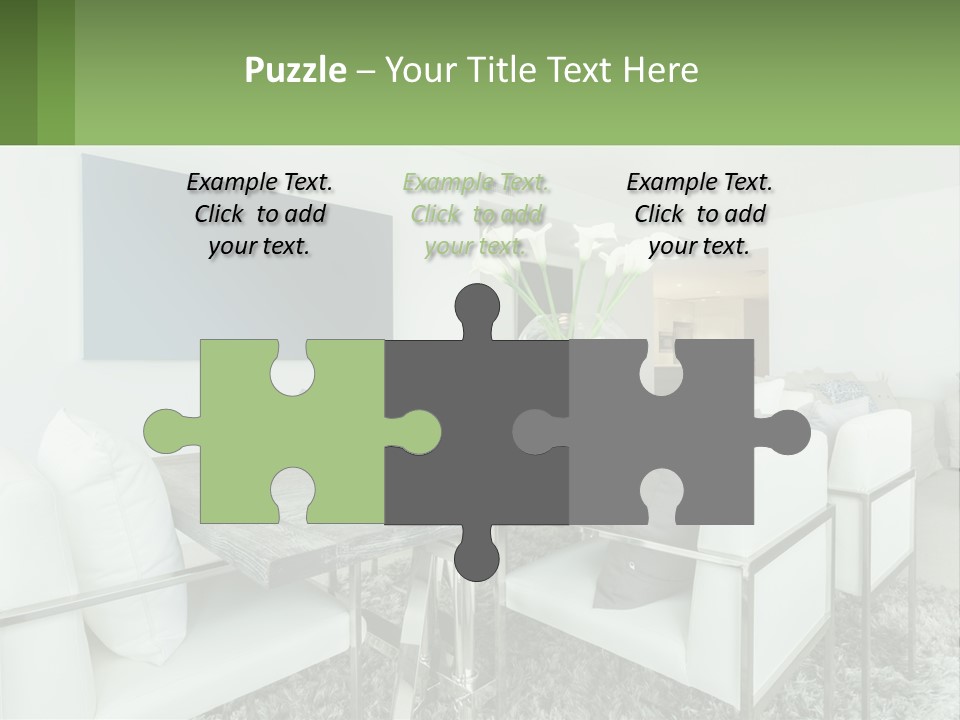 A Dining Room Table With Chairs And A Vase Of Flowers PowerPoint Template