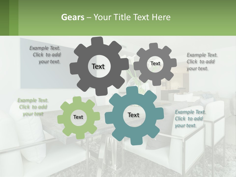 A Dining Room Table With Chairs And A Vase Of Flowers PowerPoint Template