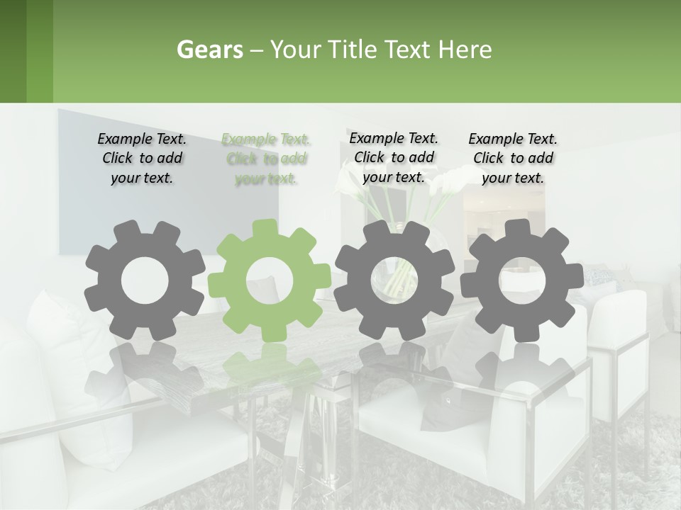 A Dining Room Table With Chairs And A Vase Of Flowers PowerPoint Template