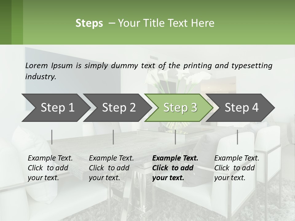 A Dining Room Table With Chairs And A Vase Of Flowers PowerPoint Template