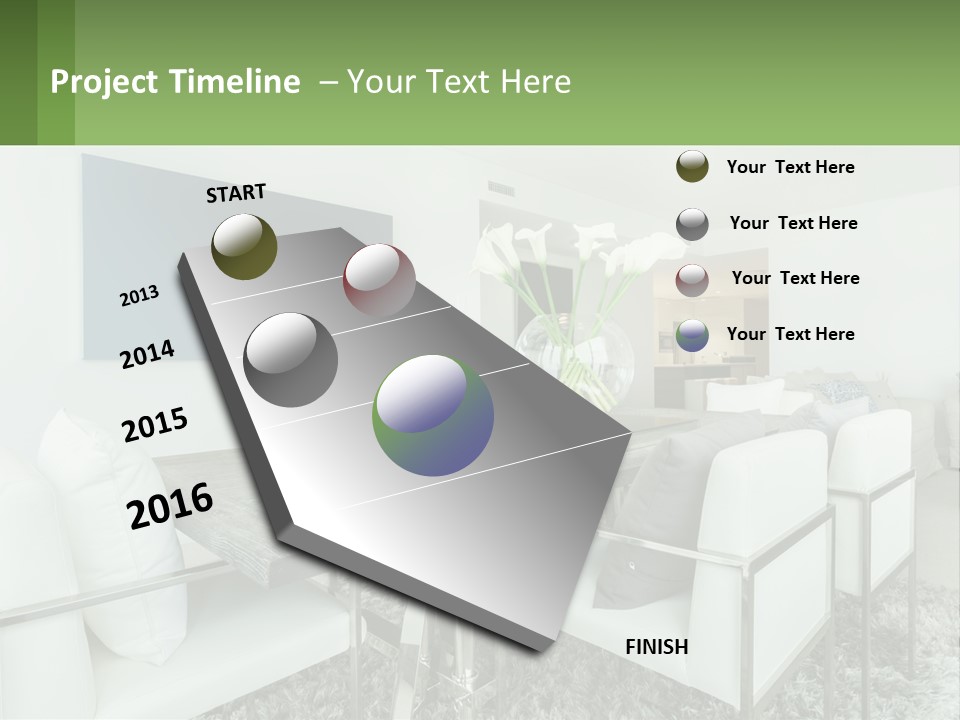 A Dining Room Table With Chairs And A Vase Of Flowers PowerPoint Template