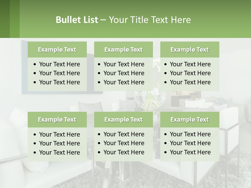 A Dining Room Table With Chairs And A Vase Of Flowers PowerPoint Template