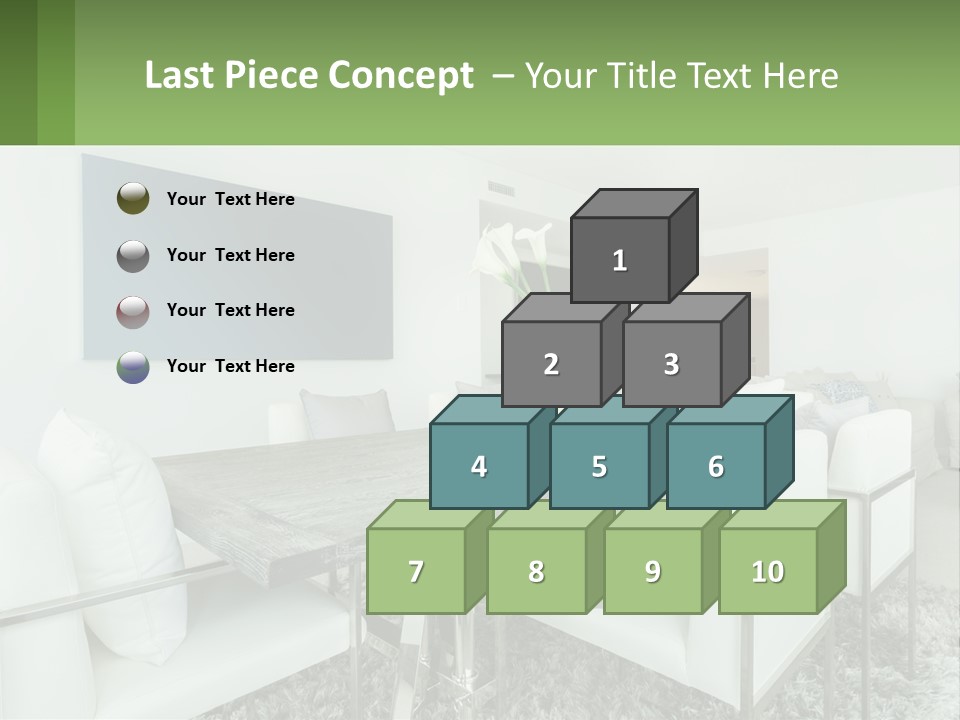 A Dining Room Table With Chairs And A Vase Of Flowers PowerPoint Template