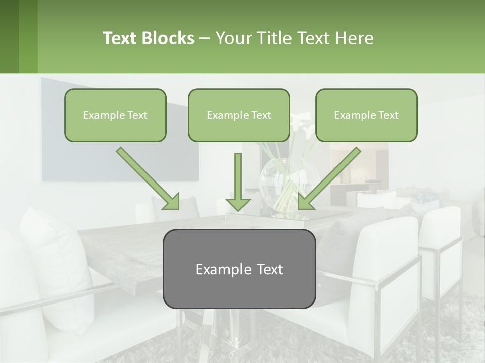 A Dining Room Table With Chairs And A Vase Of Flowers PowerPoint Template