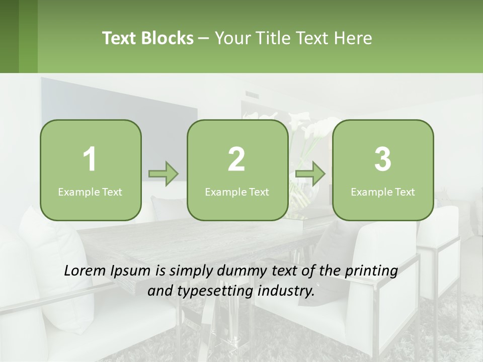A Dining Room Table With Chairs And A Vase Of Flowers PowerPoint Template