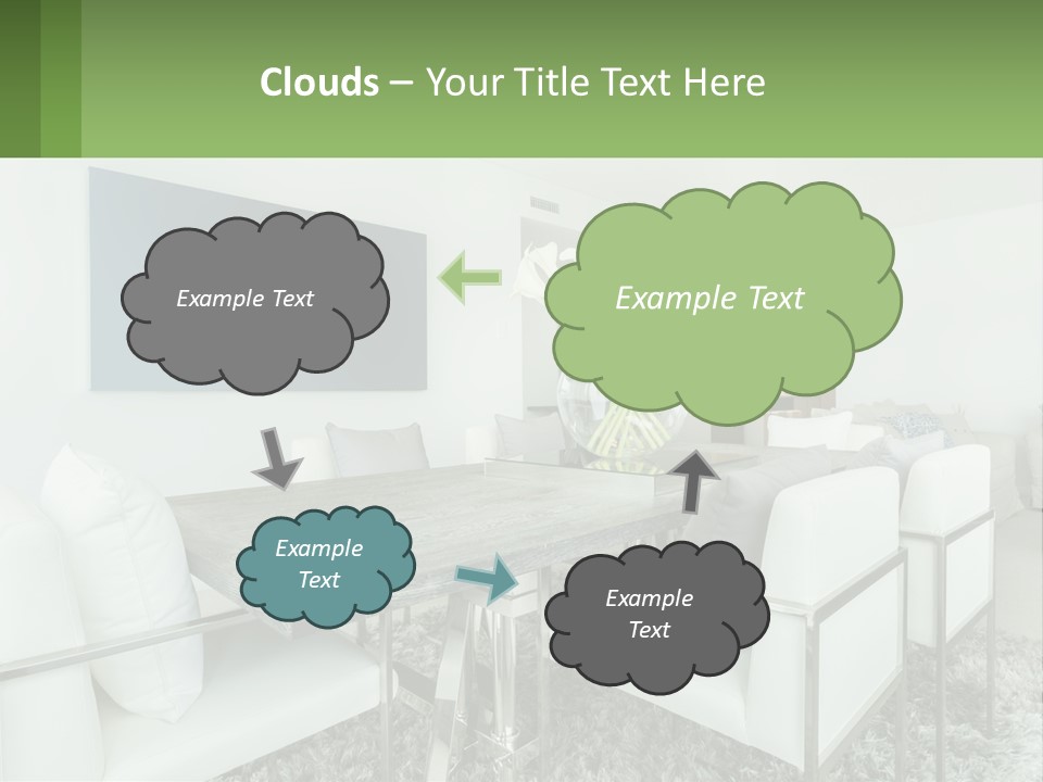 A Dining Room Table With Chairs And A Vase Of Flowers PowerPoint Template