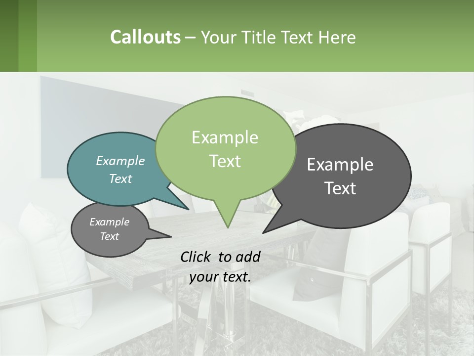 A Dining Room Table With Chairs And A Vase Of Flowers PowerPoint Template
