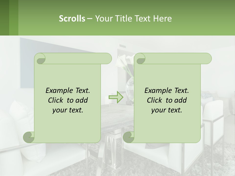 A Dining Room Table With Chairs And A Vase Of Flowers PowerPoint Template