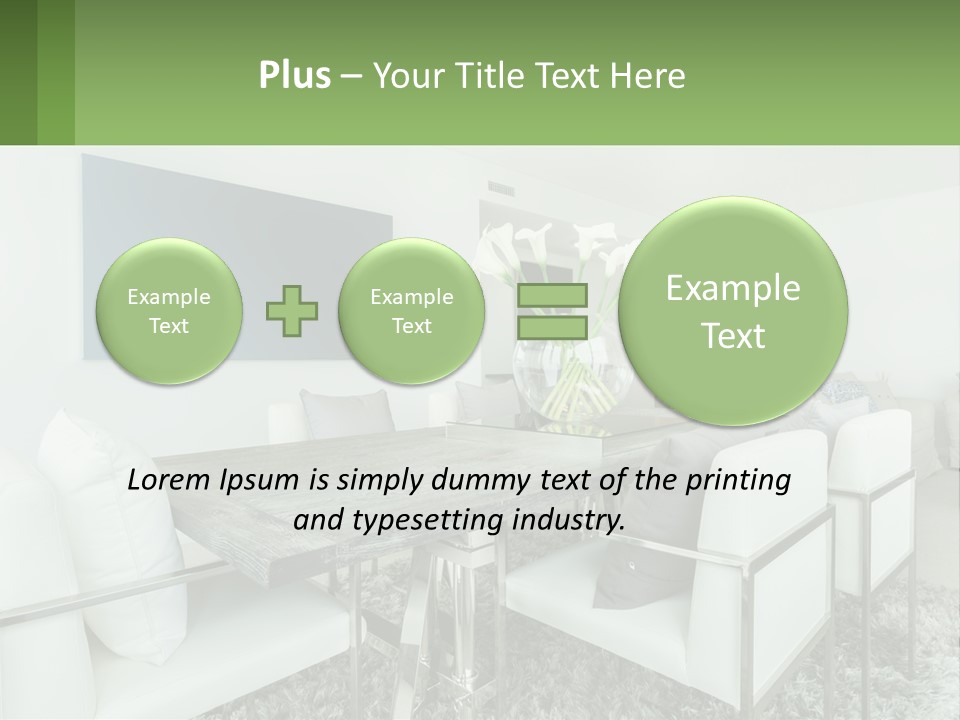 A Dining Room Table With Chairs And A Vase Of Flowers PowerPoint Template