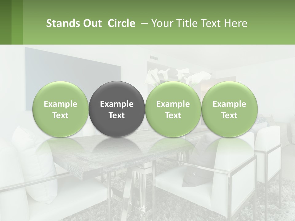 A Dining Room Table With Chairs And A Vase Of Flowers PowerPoint Template