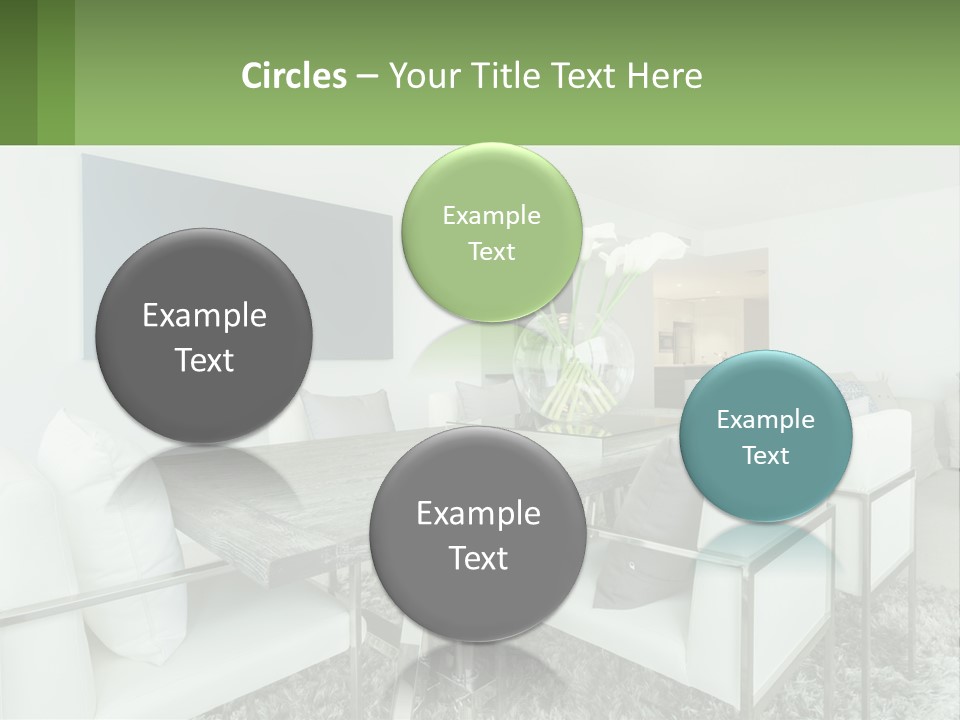 A Dining Room Table With Chairs And A Vase Of Flowers PowerPoint Template
